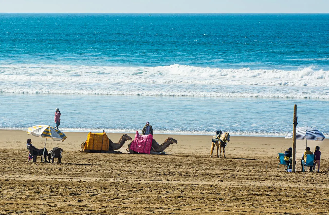 Agadir beach with golden sand and Atlantic ocean, Morocco