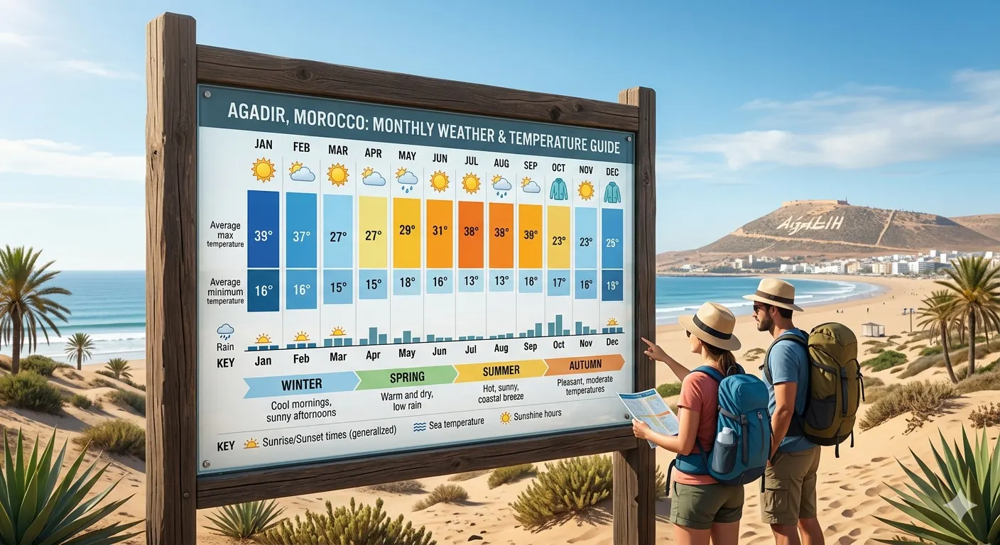 Agadir monthly weather and temperature chart