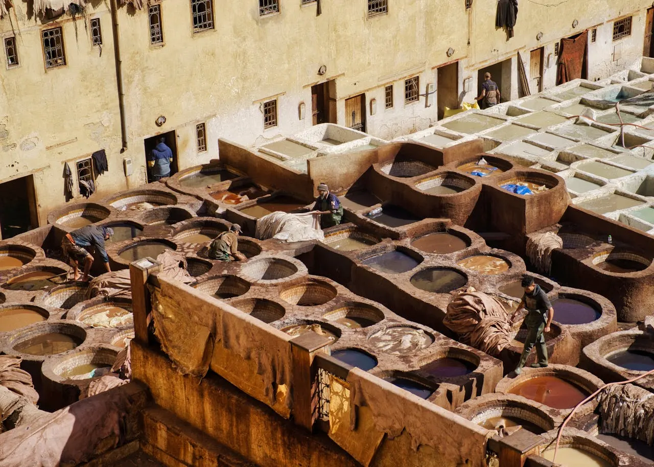 Chouara tannery Fes Morocco seen from above